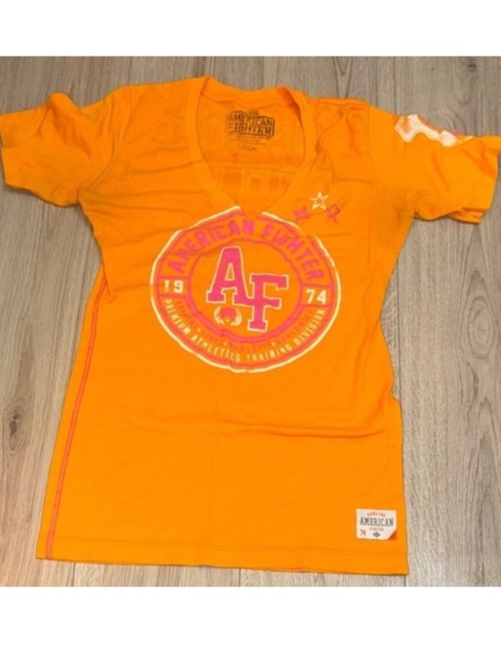 American fighter orange short sleeve shirt top
